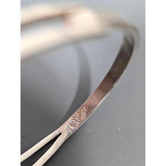 Mexico 925 Silver Modernist Hinge Bangle Bracelet 7" 15.98g - Picture 7 of 14